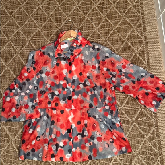 Trisha Tyler 1X Women’s Polka Dot Button-Up Designer Blouse EUC. - Picture 3 of 5